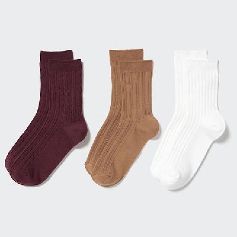 Chaussette Uniqlo 3 Pairs Femme Bordeaux | 8647389