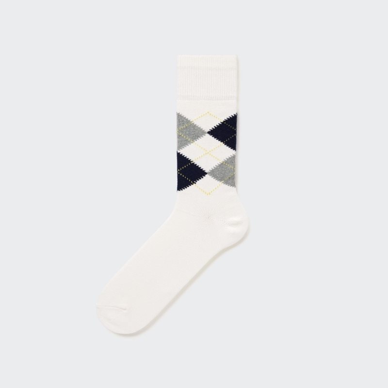 Chaussette Uniqlo Argyle Homme Blanche | 8509660