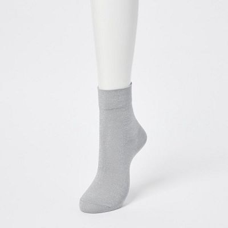 Chaussette Uniqlo Crew Glitter (3 Pairs) Femme Grise | 1412748