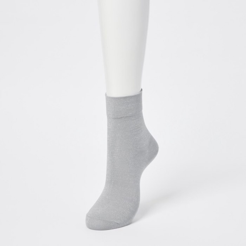 Chaussette Uniqlo Crew Glitter (3 Pairs) Femme Grise | 398167