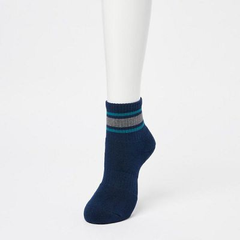 Chaussette Uniqlo Crew Pile Lined (3 Pairs) Femme Bleu Marine | 9975467
