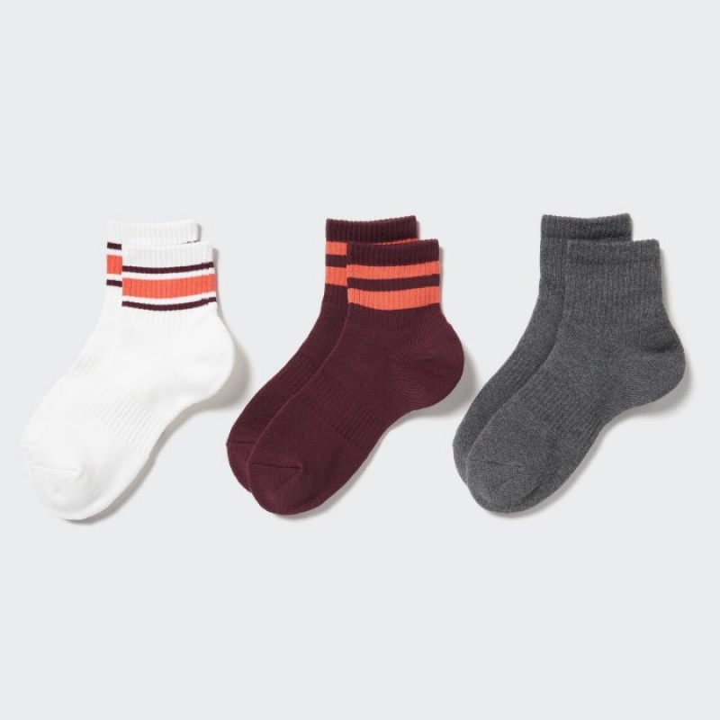 Chaussette Uniqlo Crew Pile Lined (3 Pairs) Femme Blanche | 3358645