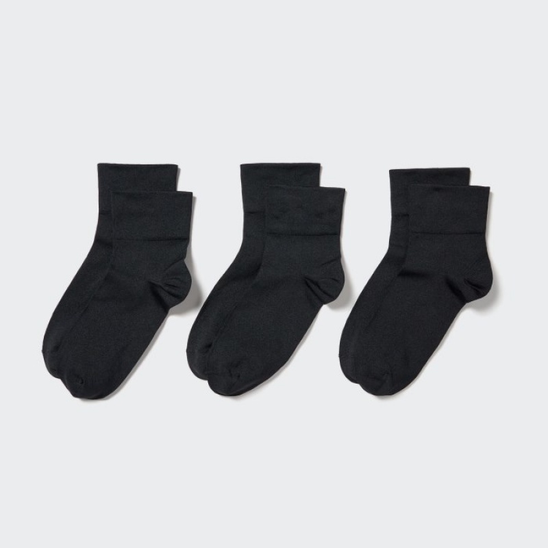 Chaussette Uniqlo Crew Tapered (3 Pairs) Femme Noir | 387478