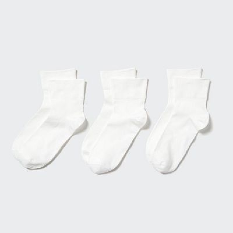 Chaussette Uniqlo Crew Tapered (3 Pairs) Femme Blanche | 5973688