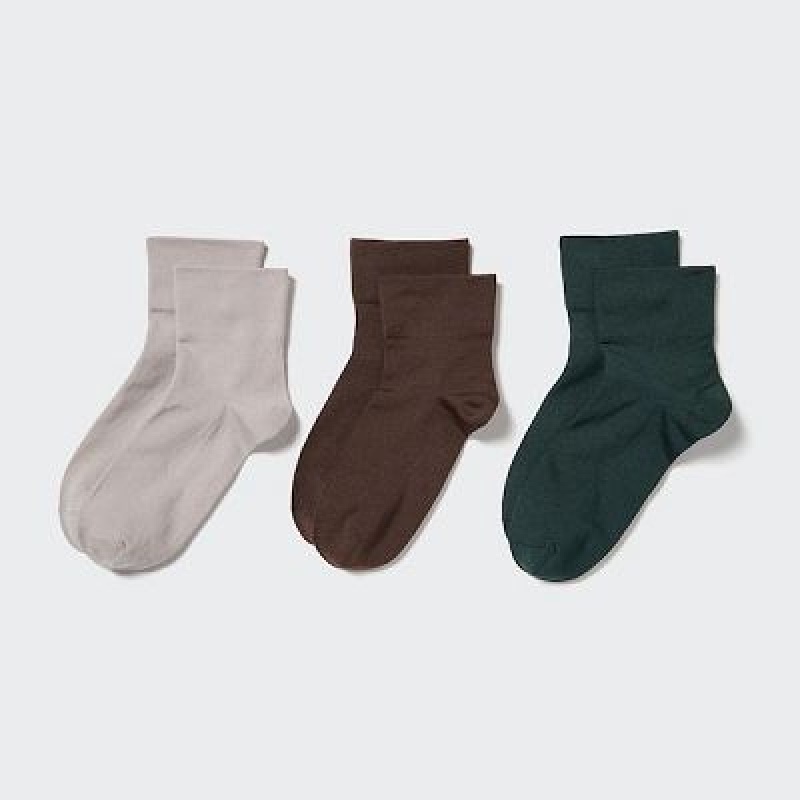 Chaussette Uniqlo Crew Tapered (3 Pairs) Femme Grise | 3603272