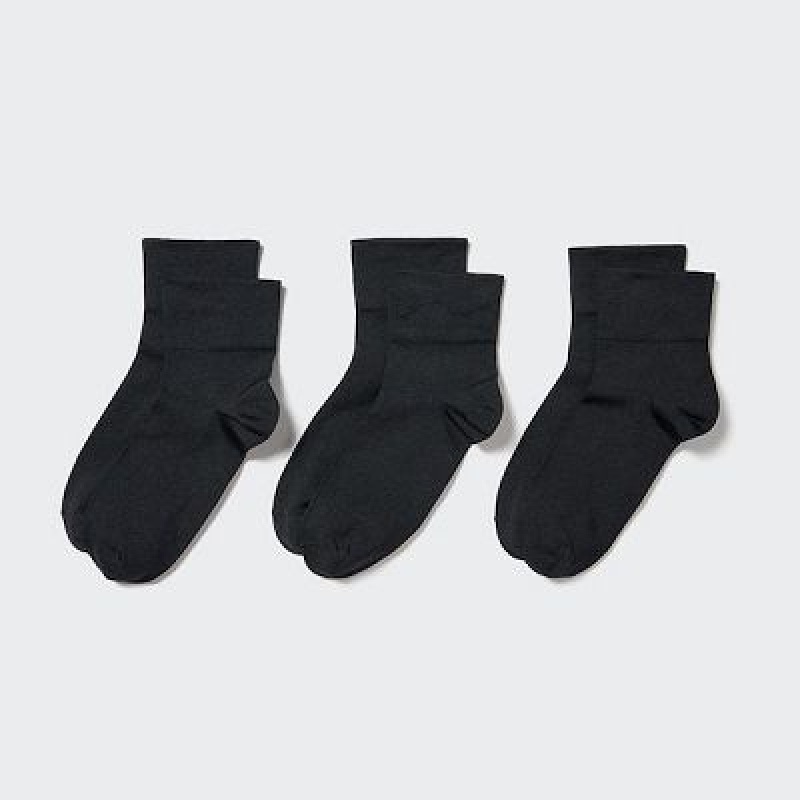 Chaussette Uniqlo Crew Tapered (3 Pairs) Femme Noir | 2695753