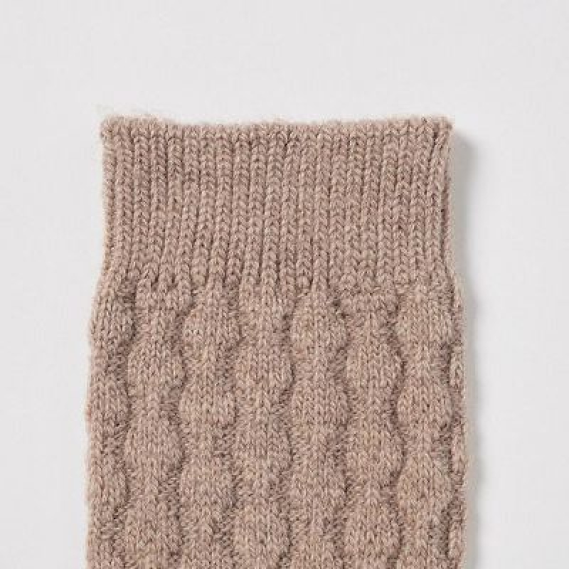 Chaussette Uniqlo HEATTECH Cable Femme Beige | 4779055