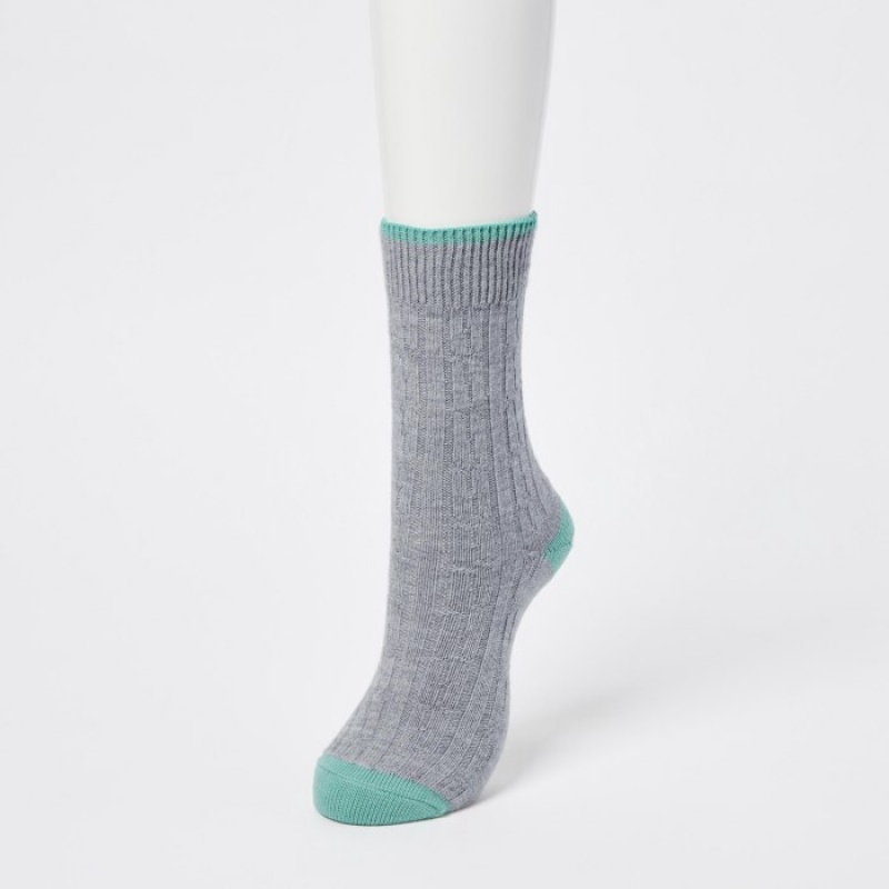 Chaussette Uniqlo HEATTECH Cable Femme Grise | 6240787