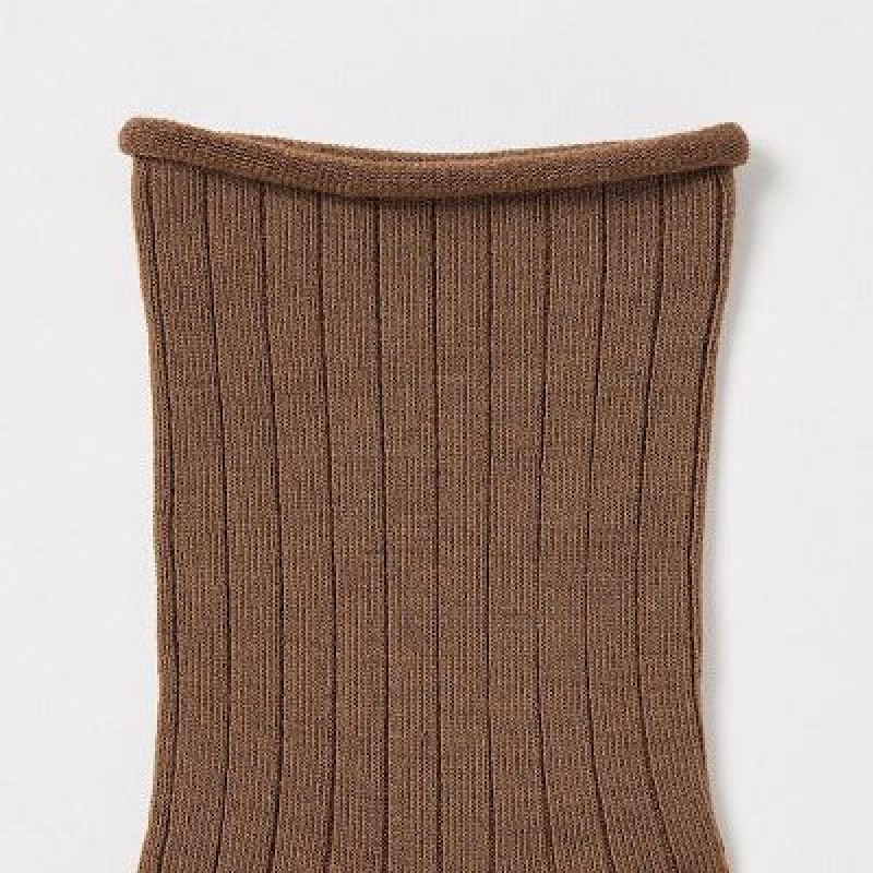 Chaussette Uniqlo HEATTECH Crew Femme Marron | 4531343
