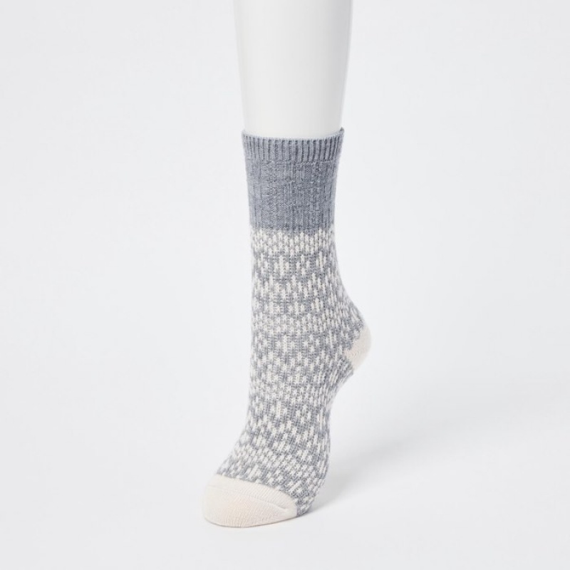 Chaussette Uniqlo HEATTECH Fair Isle Femme Grise | 63756