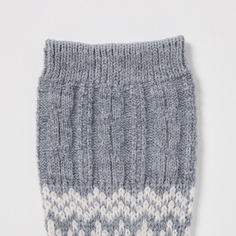 Chaussette Uniqlo HEATTECH Fair Isle Femme Grise | 63756