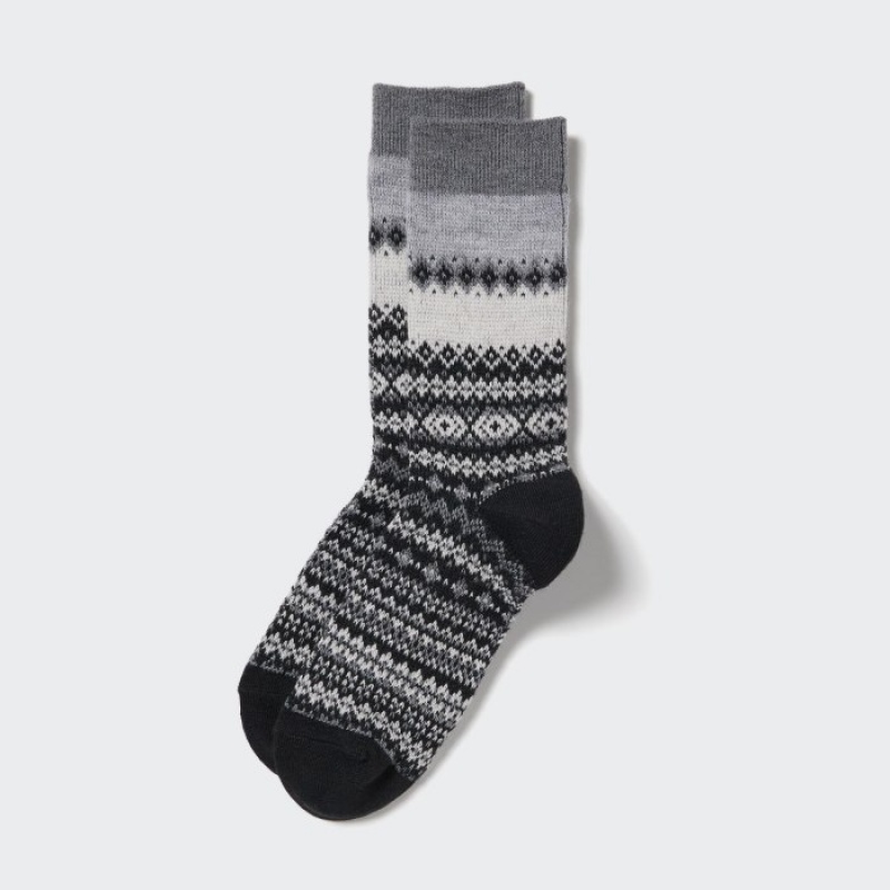 Chaussette Uniqlo HEATTECH Fair Isle Femme Grise | 2186679