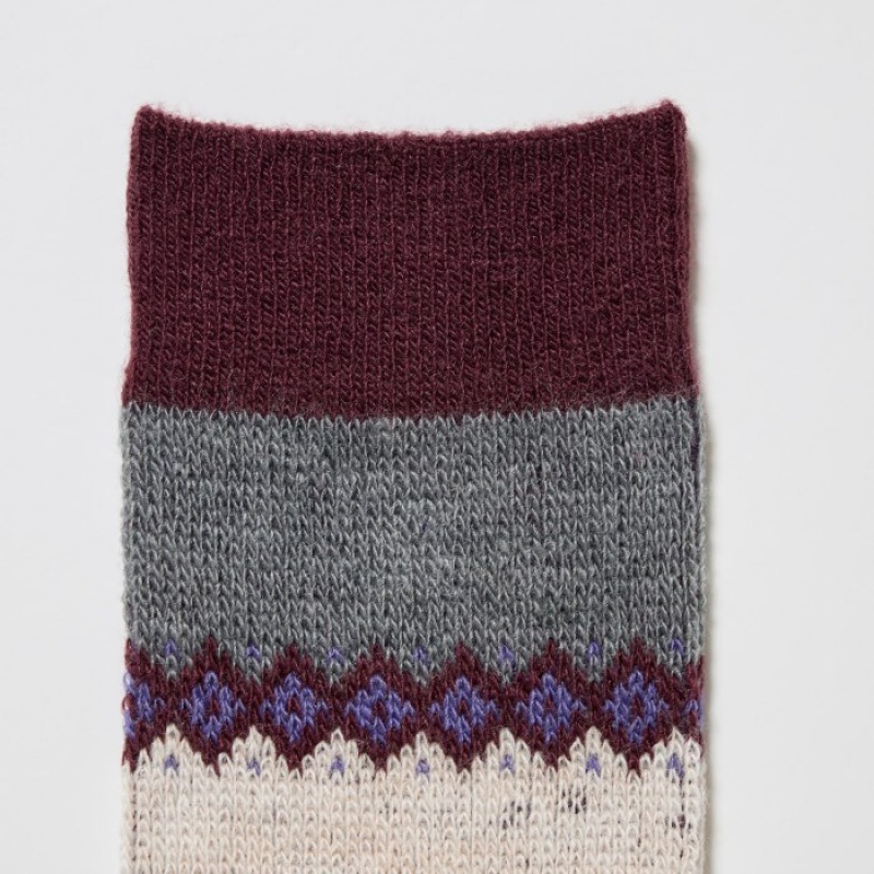Chaussette Uniqlo HEATTECH Fair Isle Femme Violette | 1239563