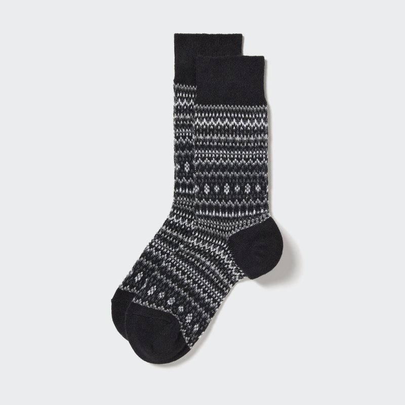 Chaussette Uniqlo HEATTECH Fair Isle Homme Noir | 4230420