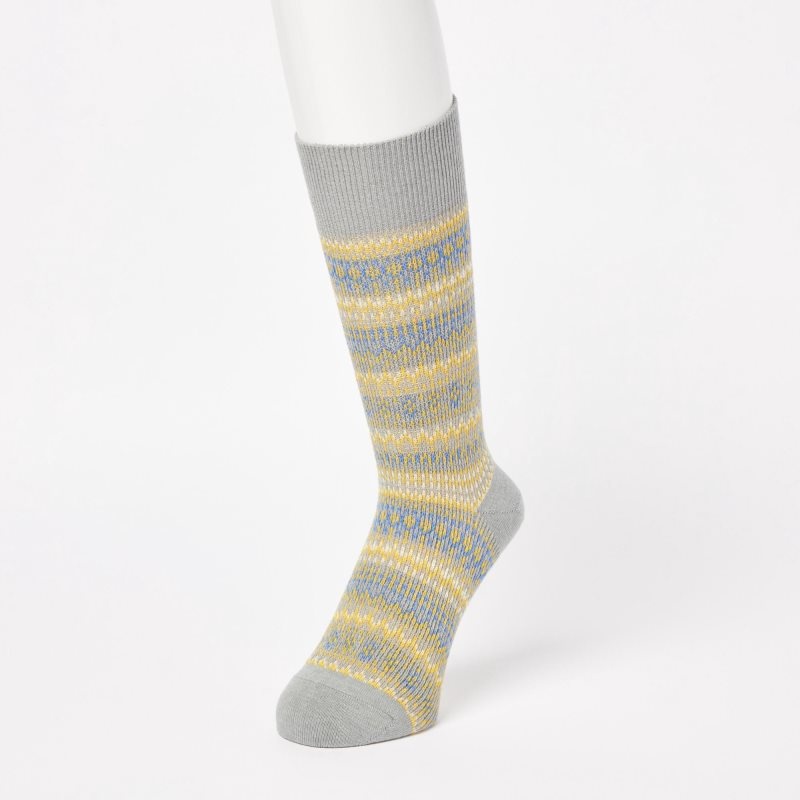 Chaussette Uniqlo HEATTECH Fair Isle Homme Grise | 9667393