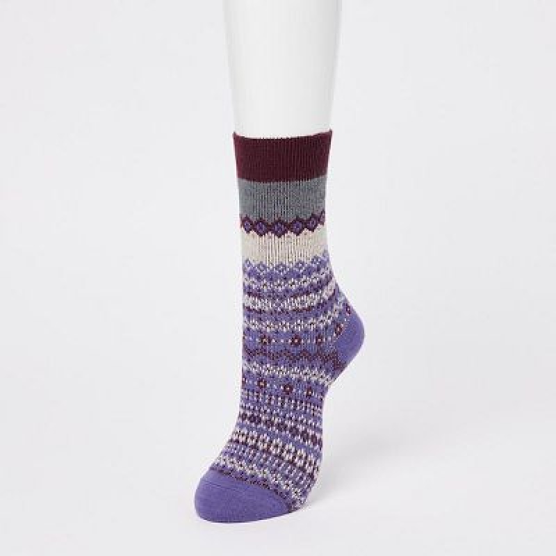 Chaussette Uniqlo HEATTECH Femme Violette | 9157674