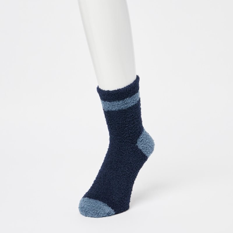 Chaussette Uniqlo HEATTECH Fluffy-Lined Half Homme Bleu | 8386225