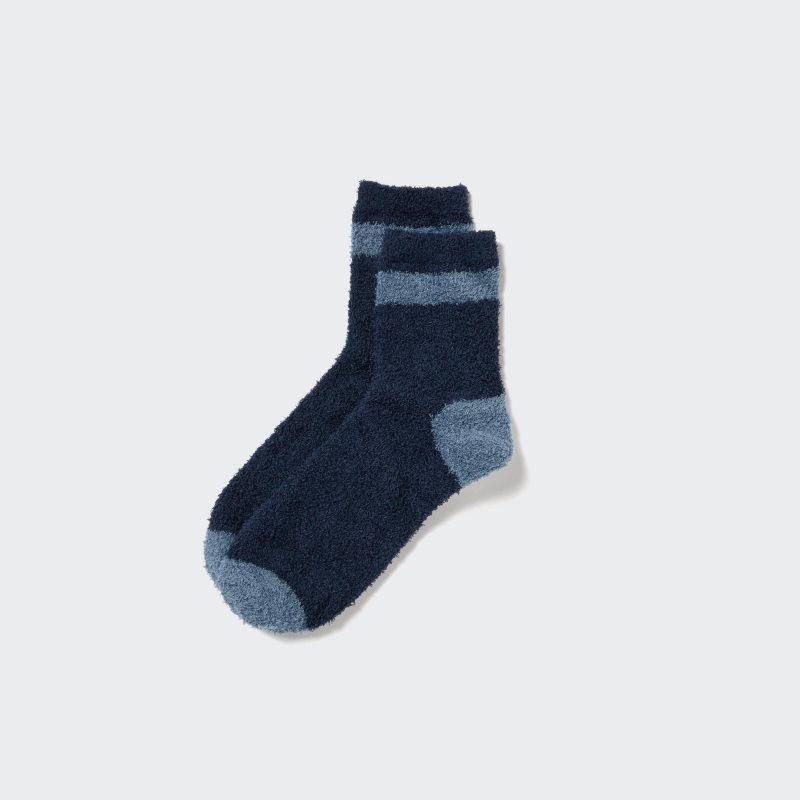 Chaussette Uniqlo HEATTECH Fluffy-Lined Half Homme Bleu | 8386225