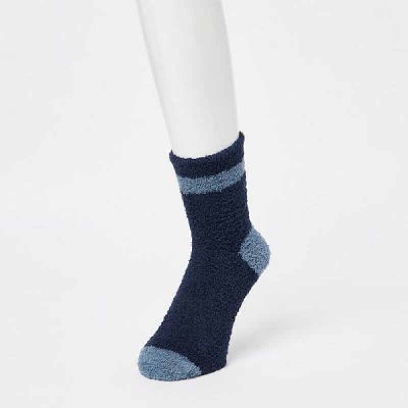 Chaussette Uniqlo HEATTECH Fluffy-Lined Half Femme Bleu | 5564856