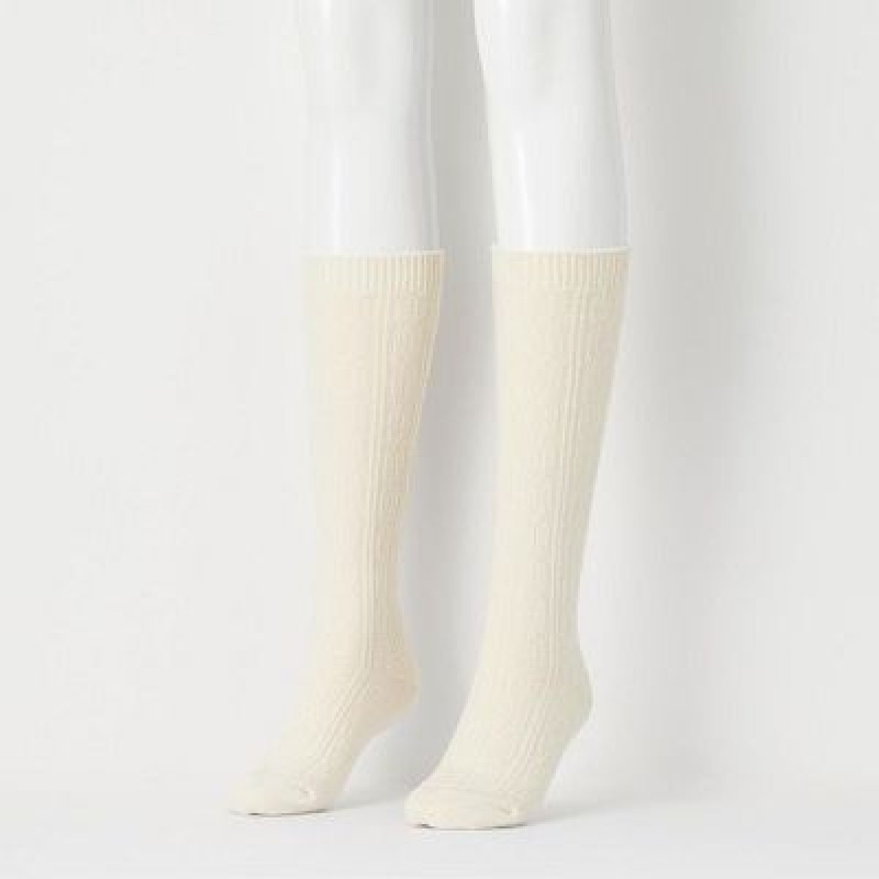 Chaussette Uniqlo HEATTECH Knee High Femme Blanche | 666773