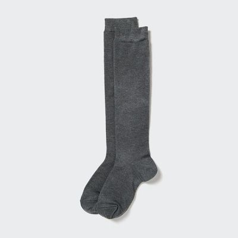 Chaussette Uniqlo HEATTECH Knee High Femme Grise | 1077014