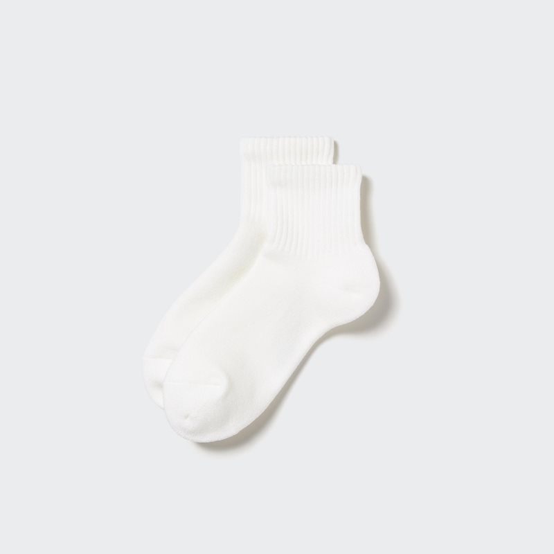 Chaussette Uniqlo HEATTECH Pile Half Homme Blanche | 6308680