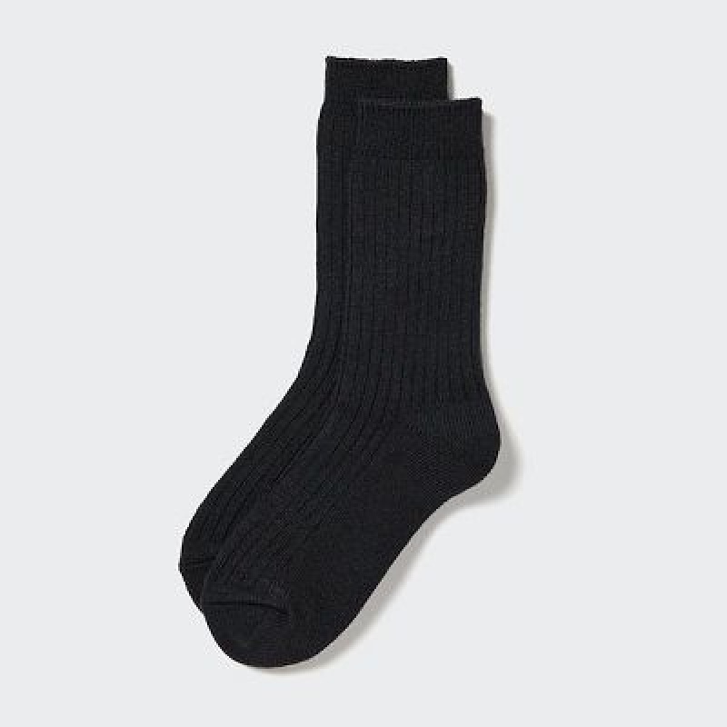 Chaussette Uniqlo HEATTECH Ribbed Femme Noir | 2477175