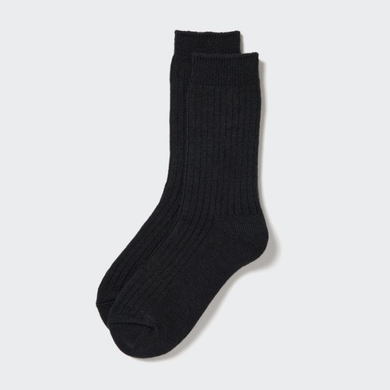 Chaussette Uniqlo HEATTECH Ribbed Femme Noir | 1263122