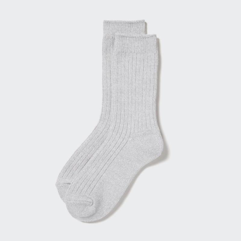 Chaussette Uniqlo HEATTECH Ribbed Femme Grise | 4482764