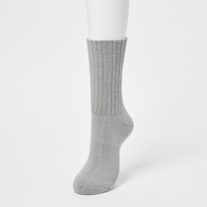 Chaussette Uniqlo HEATTECH Ribbed Pile-Lined Femme Grise | 5067469