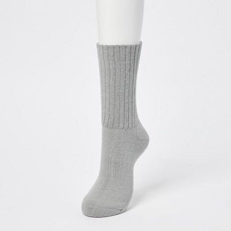Chaussette Uniqlo HEATTECH Ribbed Pile Femme Grise | 4782035