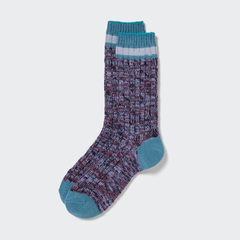 Chaussette Uniqlo Heattech Slub Ribbed Homme Bleu | 5061383