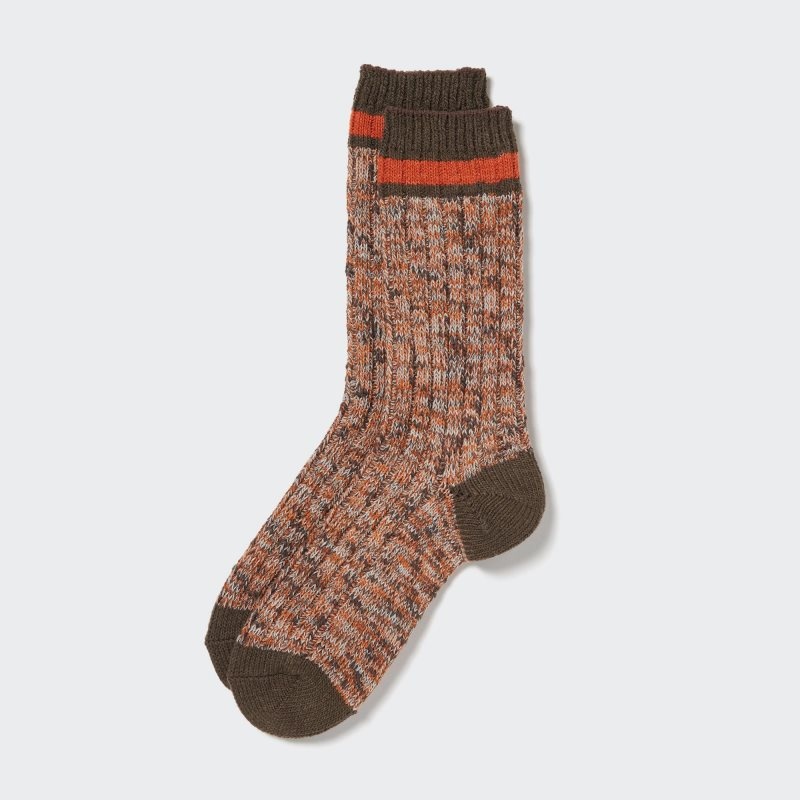 Chaussette Uniqlo Heattech Slub Ribbed Homme Marron | 8475039