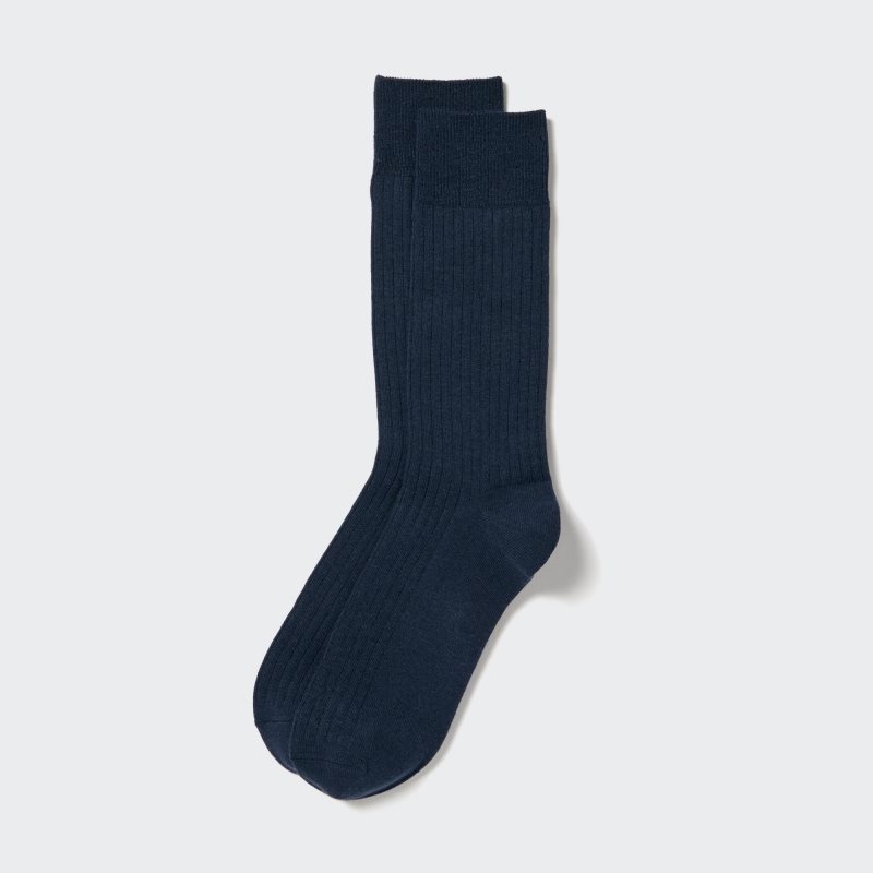 Chaussette Uniqlo Heattech Wide Ribbed Homme Bleu Marine | 3287269