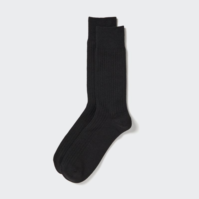 Chaussette Uniqlo Heattech Wide Ribbed Homme Noir | 4529302