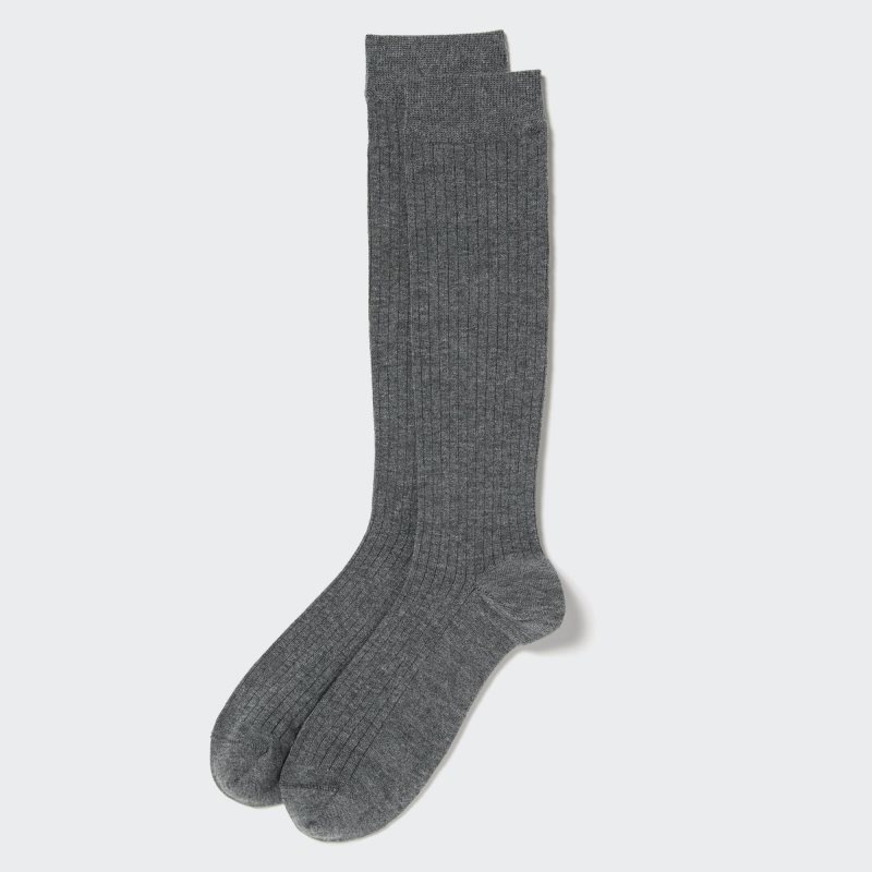 Chaussette Uniqlo Heattech Wide-ribbed Knee-high Homme Grise | 7177194