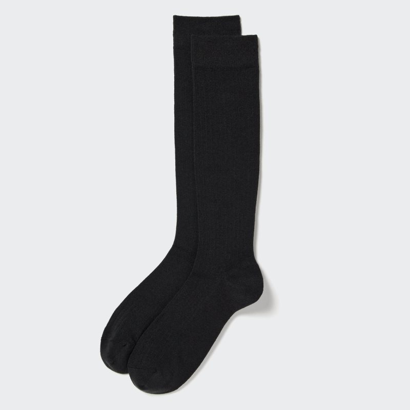 Chaussette Uniqlo Heattech Wide-ribbed Knee-high Homme Noir | 838850
