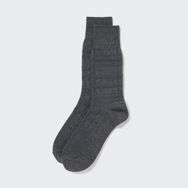 Chaussette Uniqlo Links Checked Homme Grise | 5365355