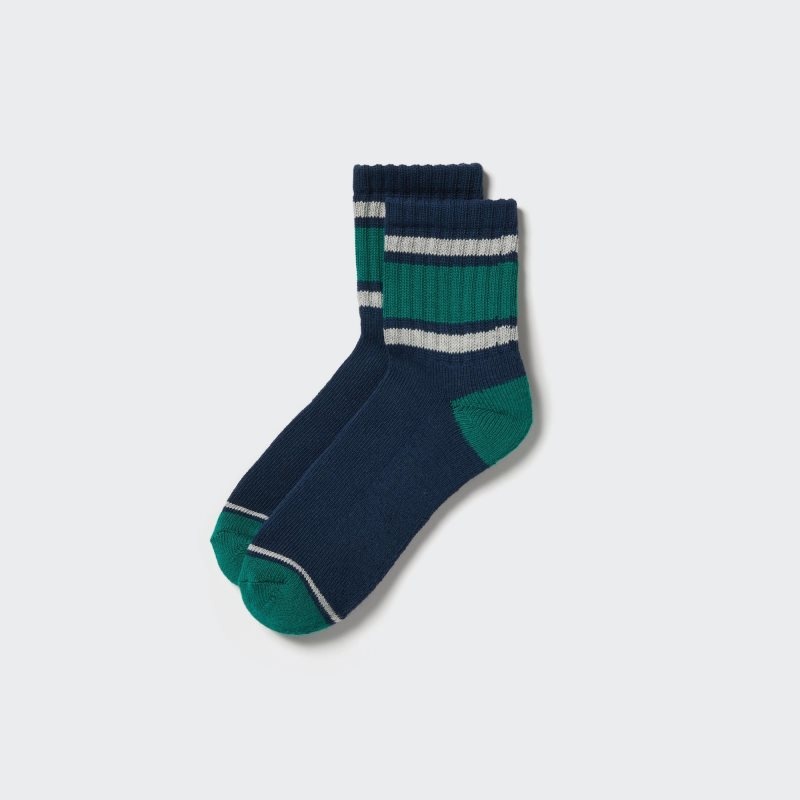 Chaussette Uniqlo Pattern Lined Half Homme Bleu | 4835675
