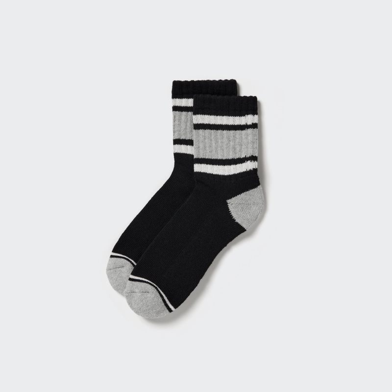 Chaussette Uniqlo Pattern Lined Half Homme Noir | 1227056