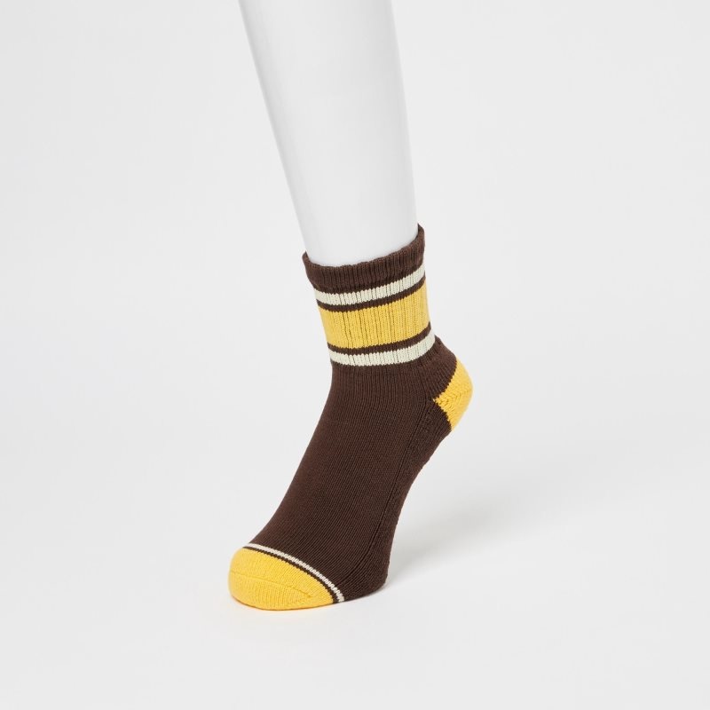 Chaussette Uniqlo Pattern Lined Half Homme Marron | 7746137