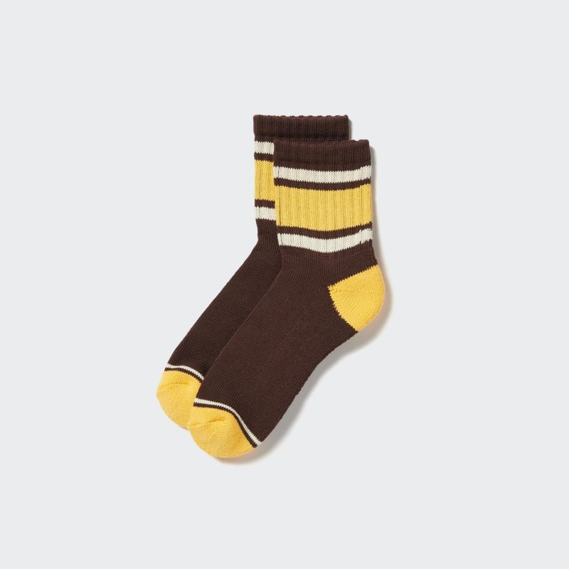 Chaussette Uniqlo Pattern Lined Half Homme Marron | 7746137