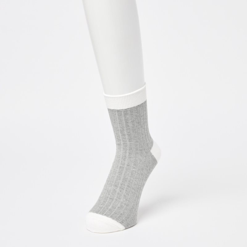 Chaussette Uniqlo Ribbed Half Homme Grise | 978682