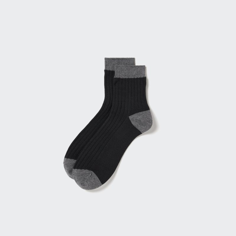 Chaussette Uniqlo Ribbed Half Homme Noir | 7239813