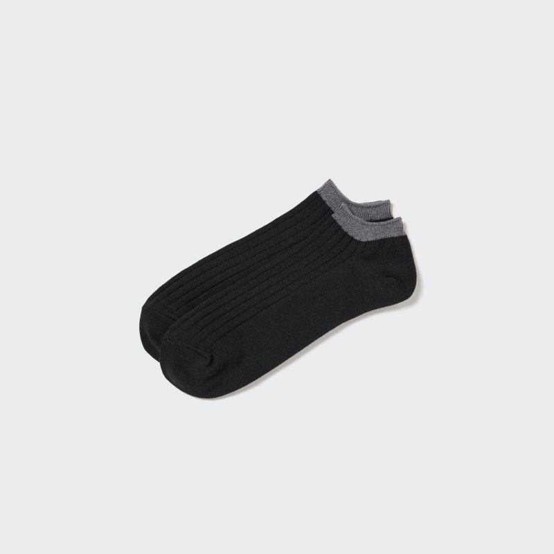 Chaussette Uniqlo Ribbed Short Homme Noir | 2852892