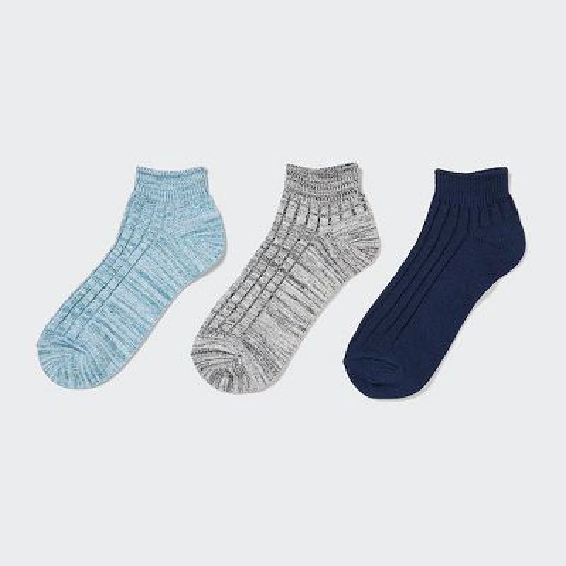 Chaussette Uniqlo Short 3 Pack Femme Bleu | 9898983