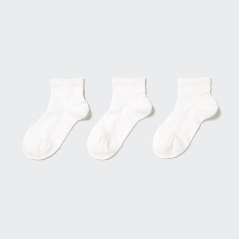 Chaussette Uniqlo Short 3 Pack Sports/Piled Femme Blanche | 379406