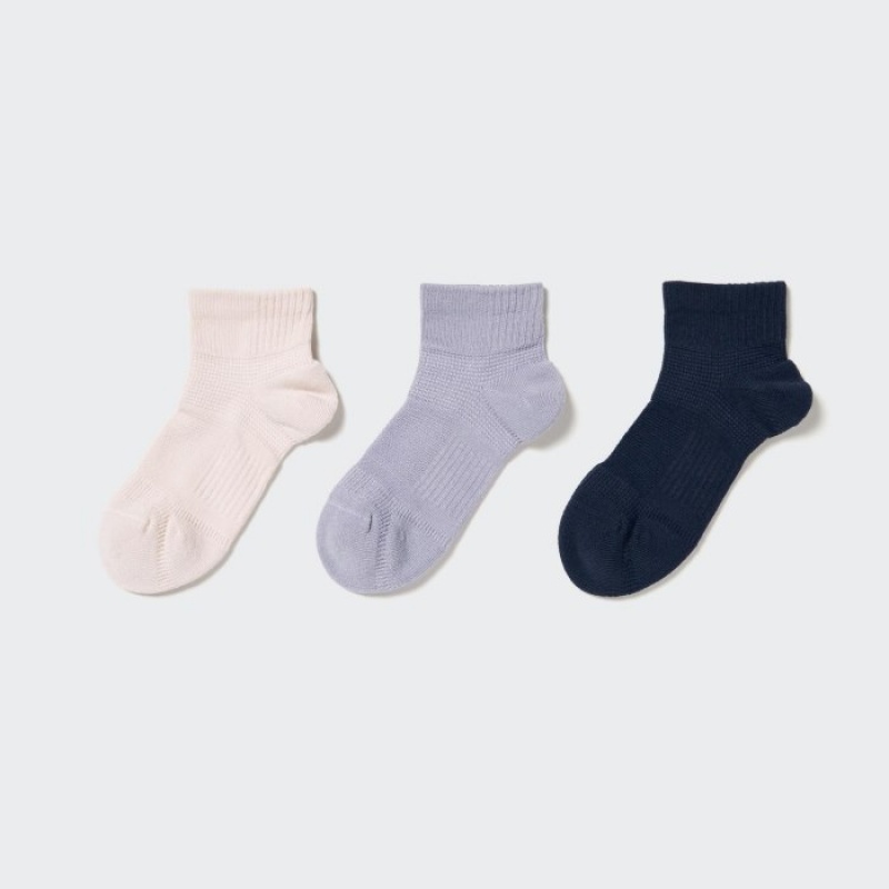 Chaussette Uniqlo Short 3 Pack Sports/Piled Femme Blanche | 2313073