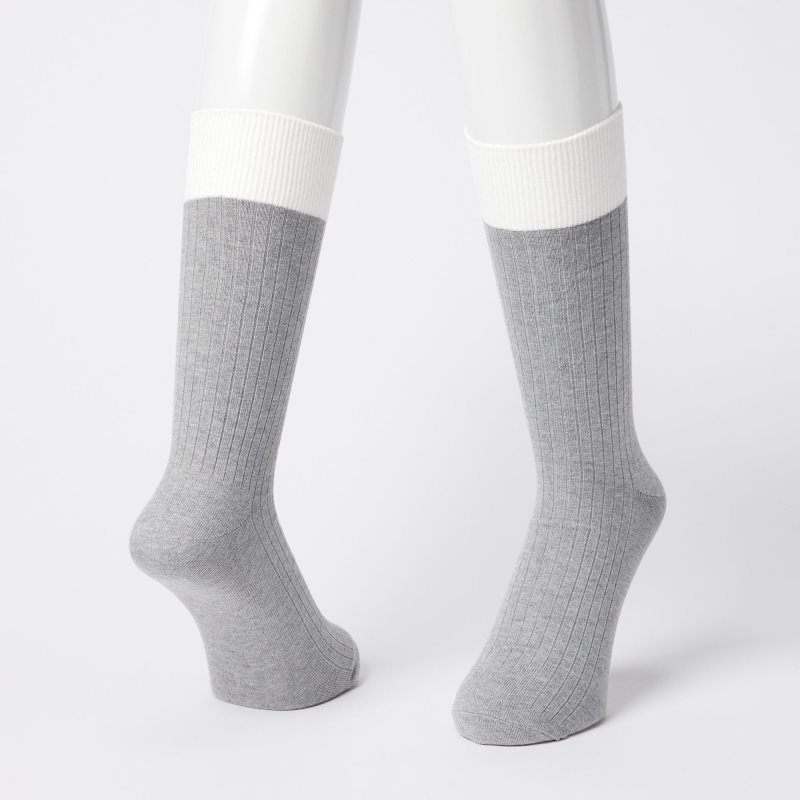 Chaussette Uniqlo Silket Ribbed Homme Grise | 5357756