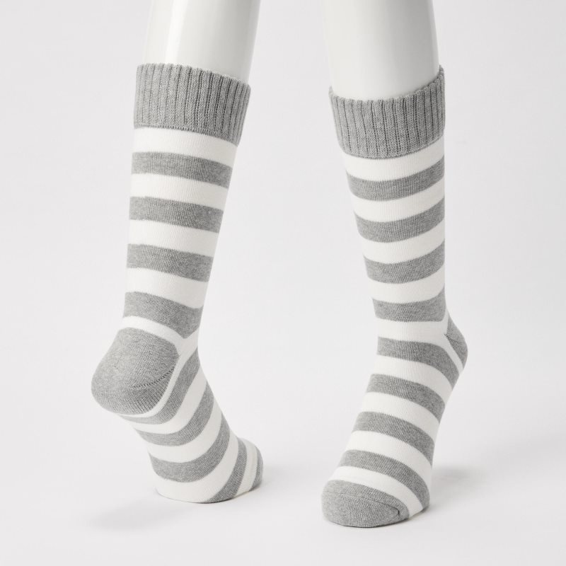 Chaussette Uniqlo Soft Pile Striped Homme Grise | 8826666